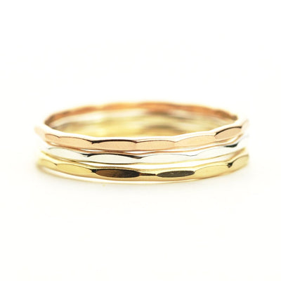 Dainty Flat Hammered Ring
