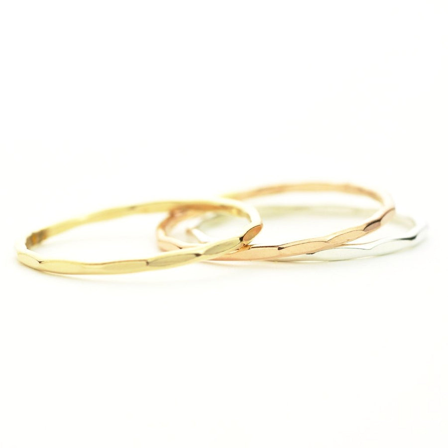 Dainty Flat Hammered Ring