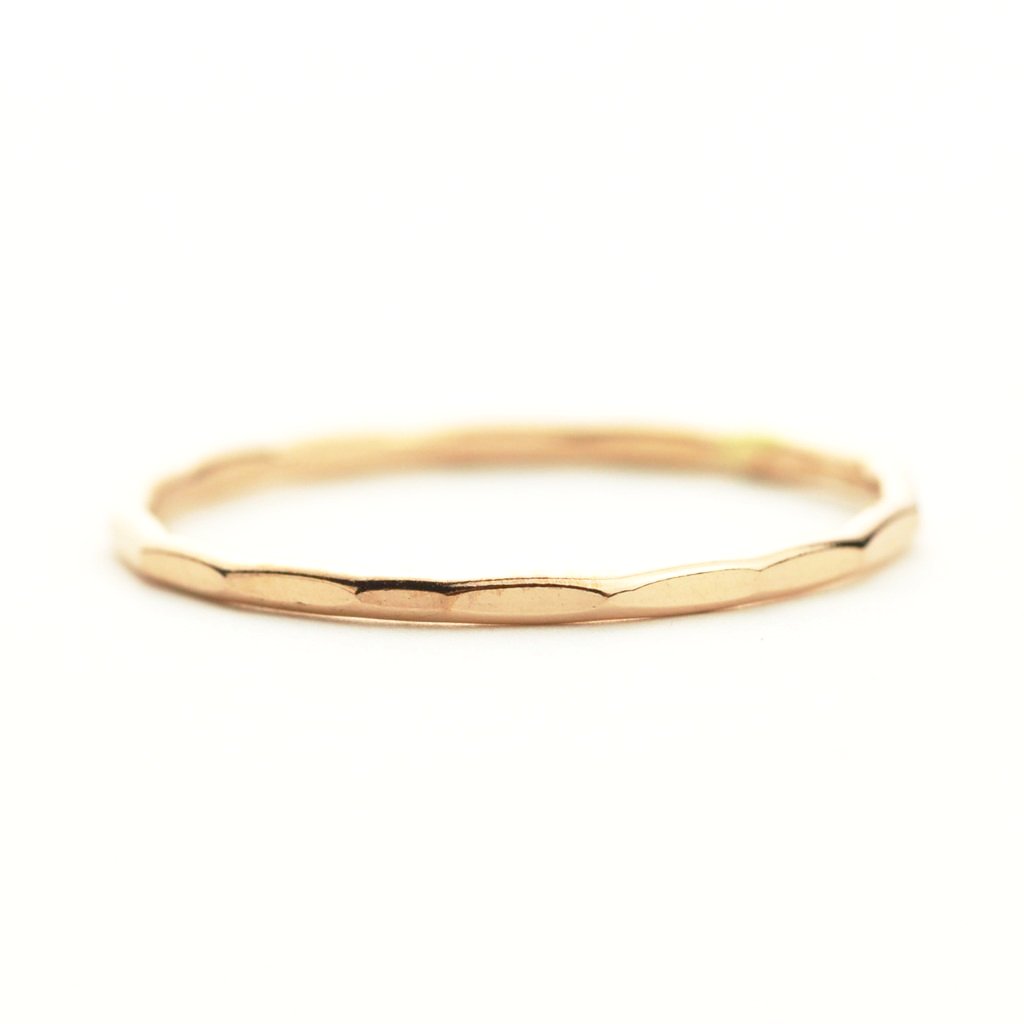 Dainty Flat Hammered Ring