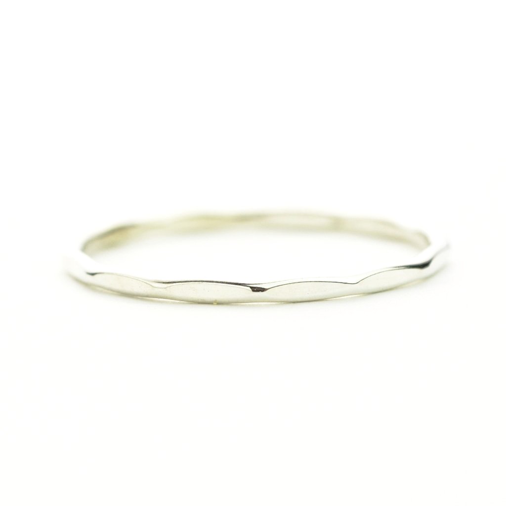 Dainty Flat Hammered Ring