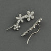 White CZ stones Floral Ear Climbers
