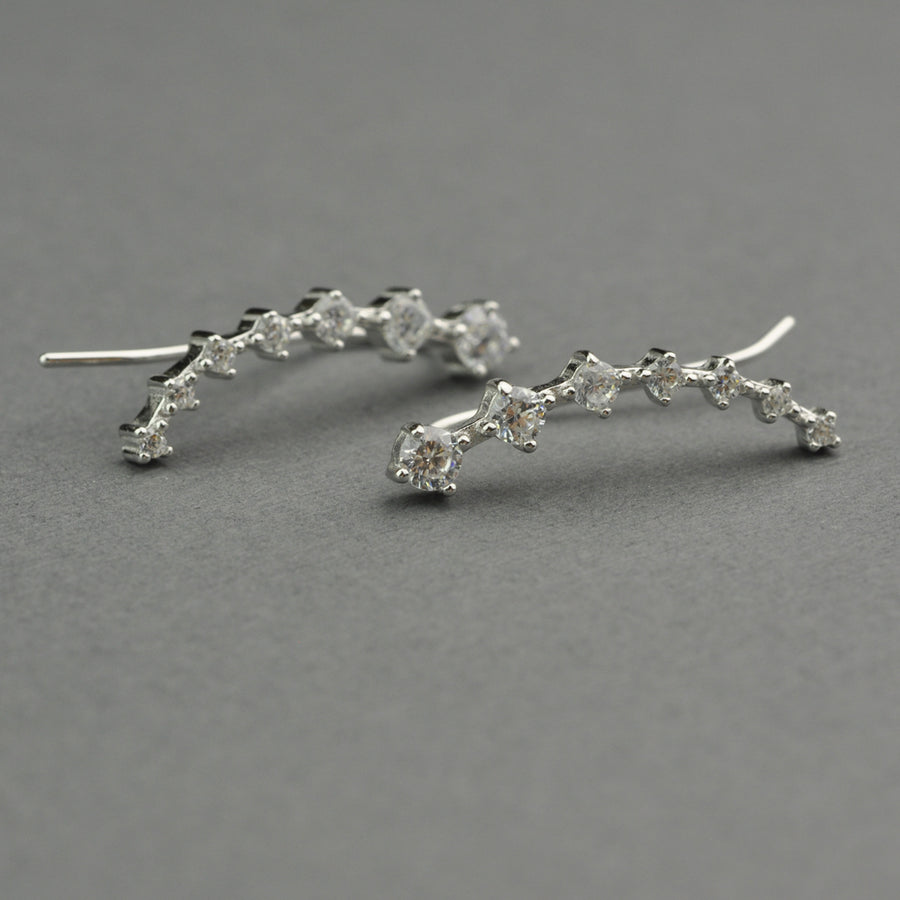 White CZ stones Curved Ear Climbers