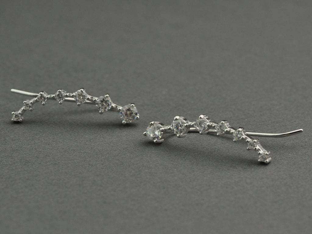 White CZ stones Curved Ear Climbers