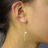 White Pearl threaders earring in Sterling Silver