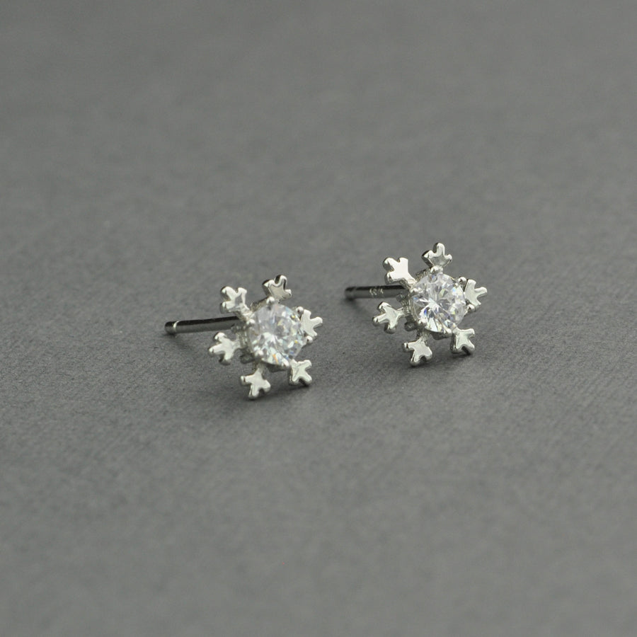 White CZ Snowflake Stud