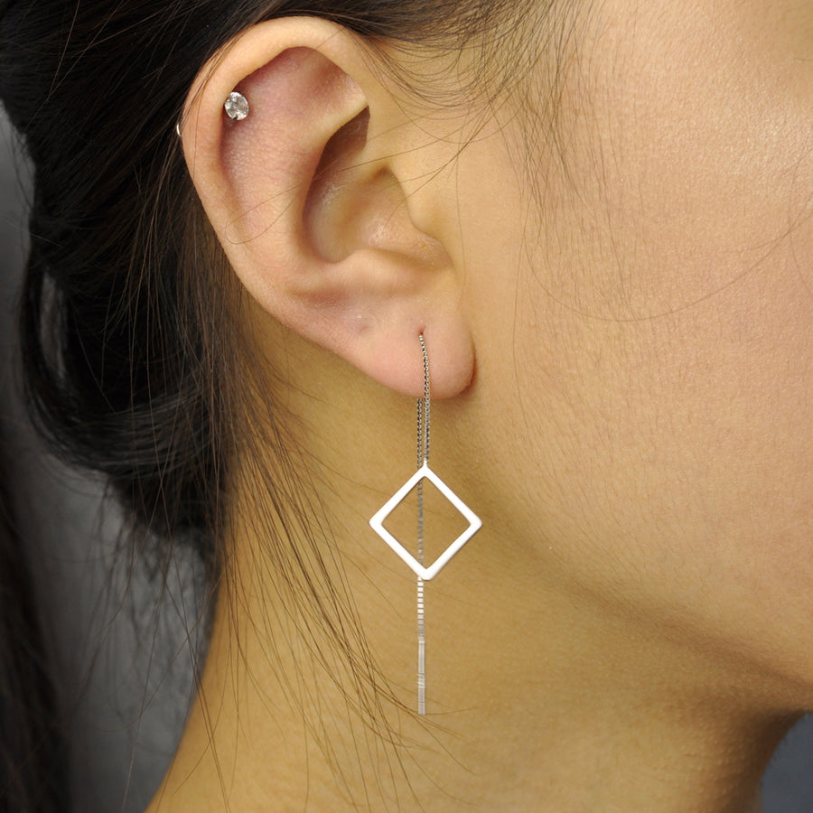 Minimalist Square threader earring
