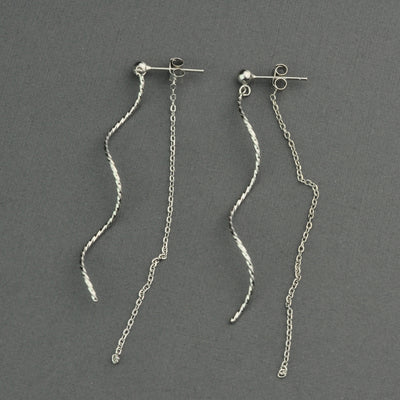 Long twisted threaders chain earring