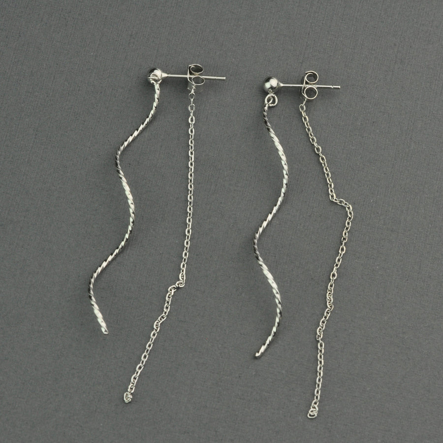 Long twisted threaders chain earring