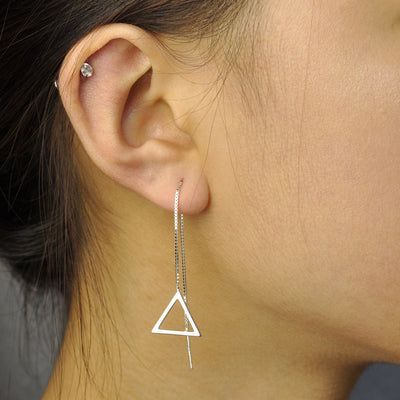 Triangle threaders chain earring