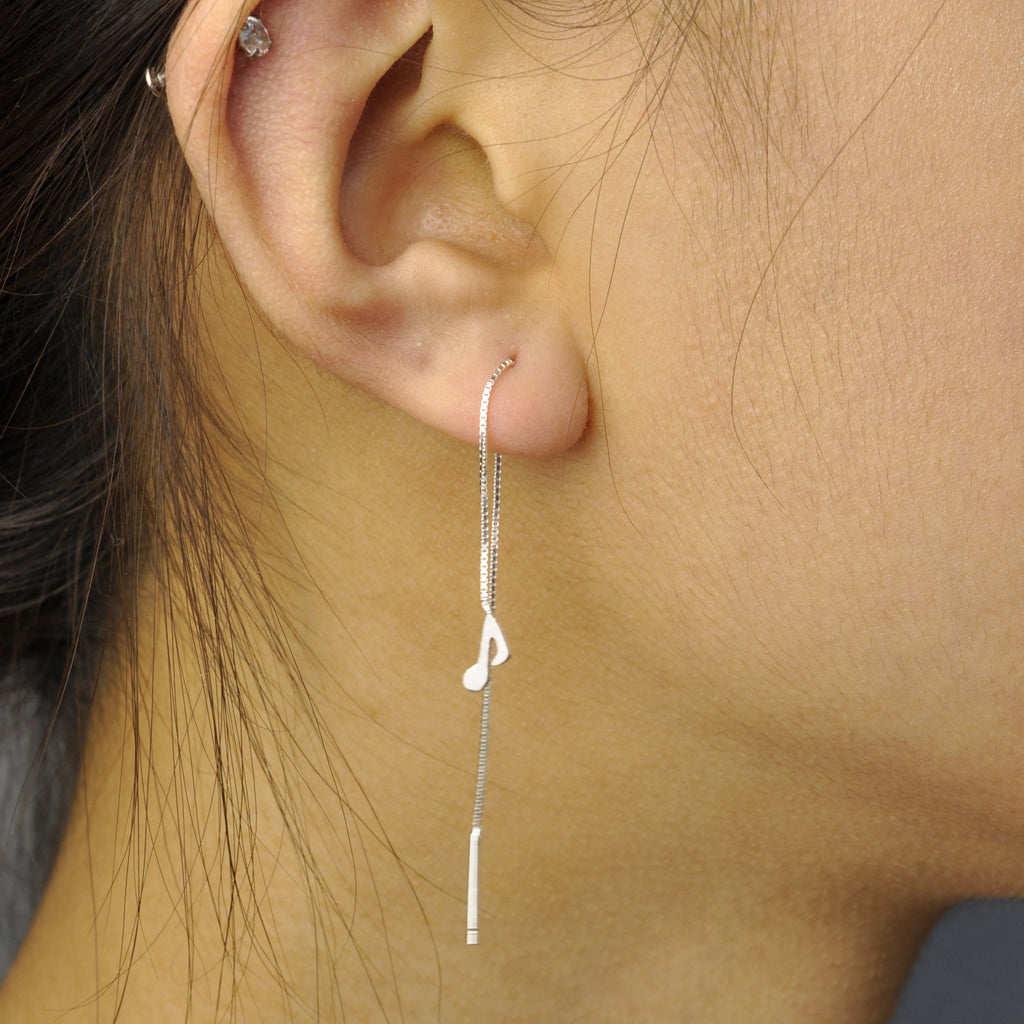 Music note threaders chain earring