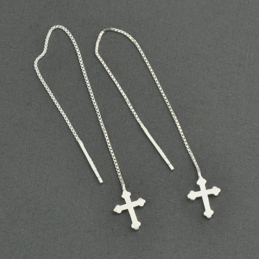 Cross threaders chain earring