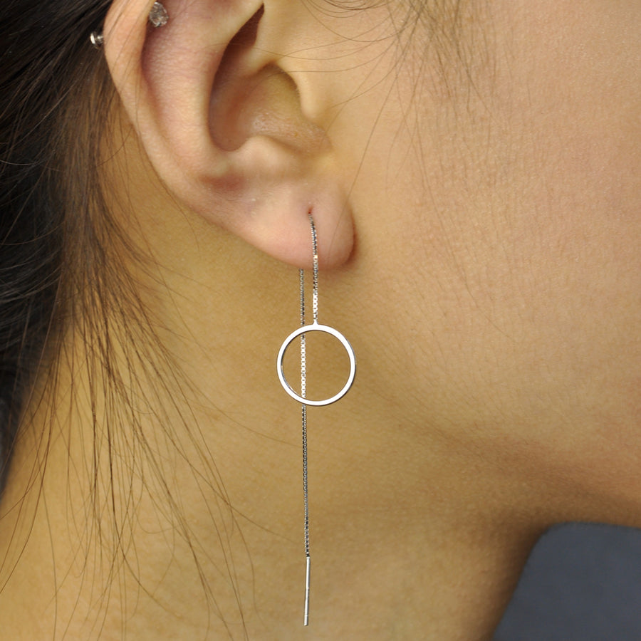 Circle threaders chain earring