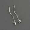 Moon and star twisted threaders chain earring
