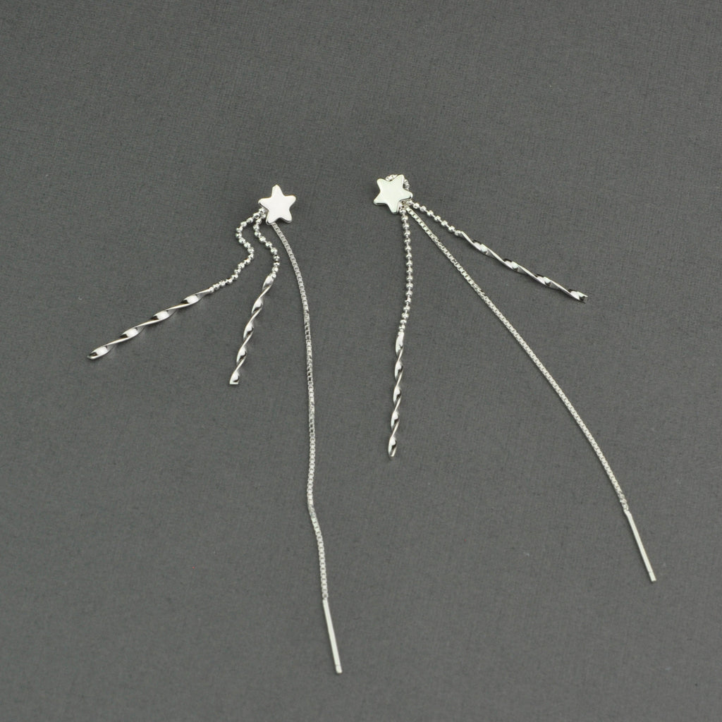 Star double twisted chain earring