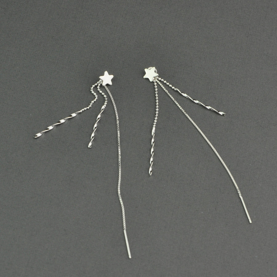 Star double twisted chain earring