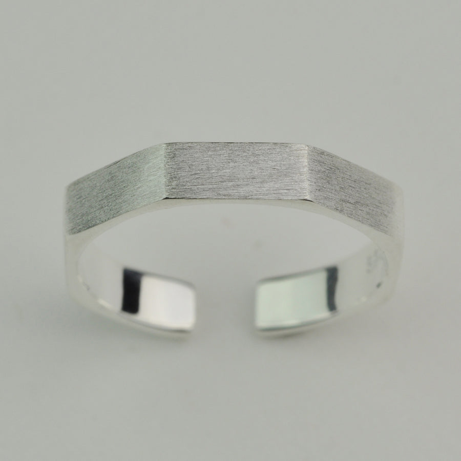 Octagon Satin silver ring