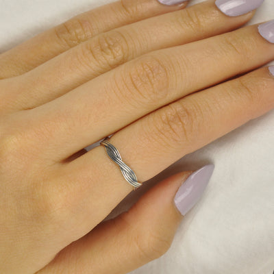 Midi braided sterling ring