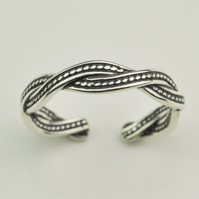 Midi braided sterling dotted ring