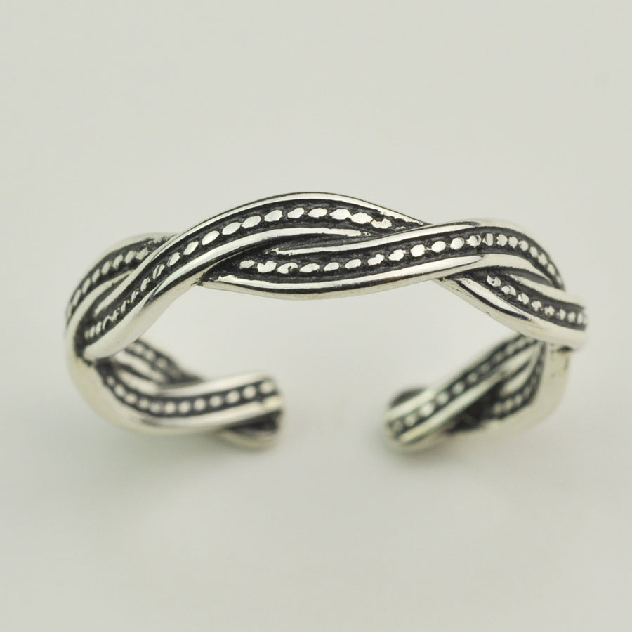 Midi braided sterling dotted ring