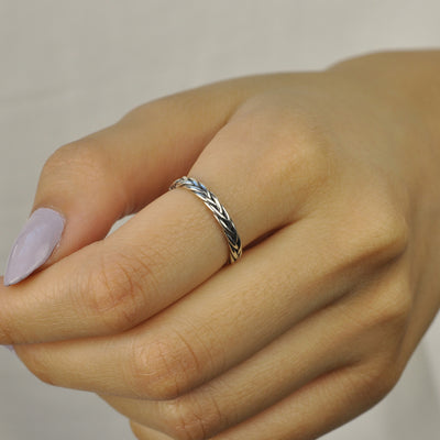 Midi braided sterling silver ring
