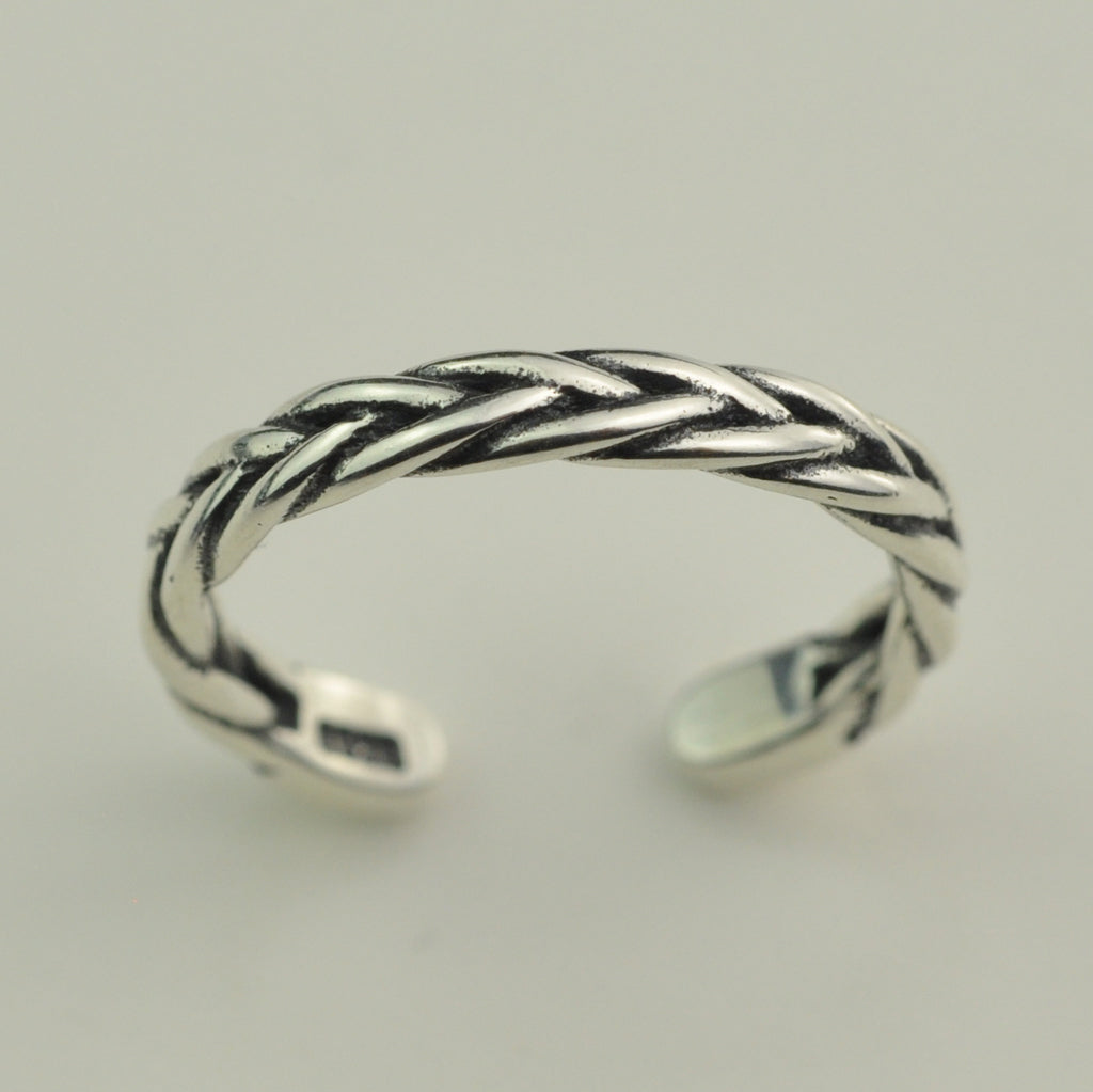 Midi braided sterling silver ring