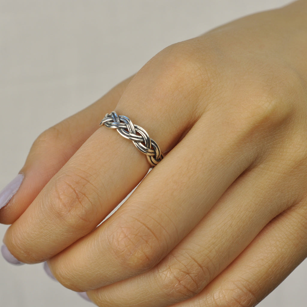 Twist braided sterling ring