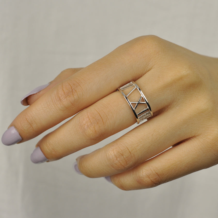 Minimalist roman numerals ring
