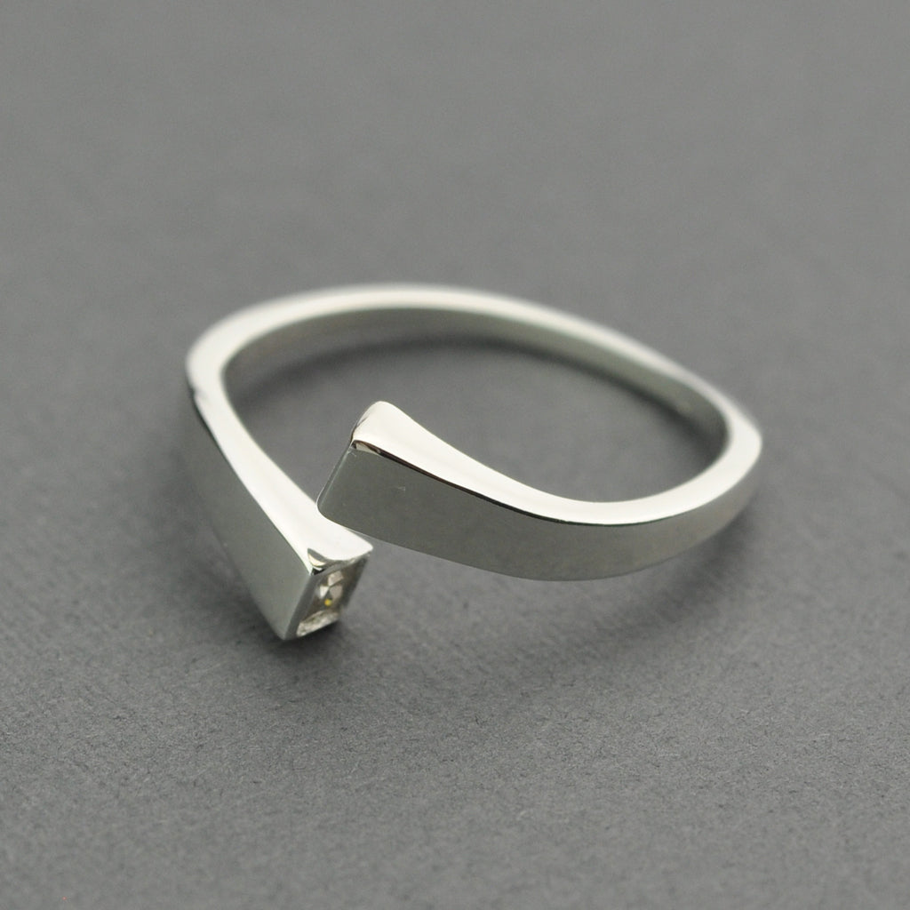 Right and left cubic zirconia sterling silver ring