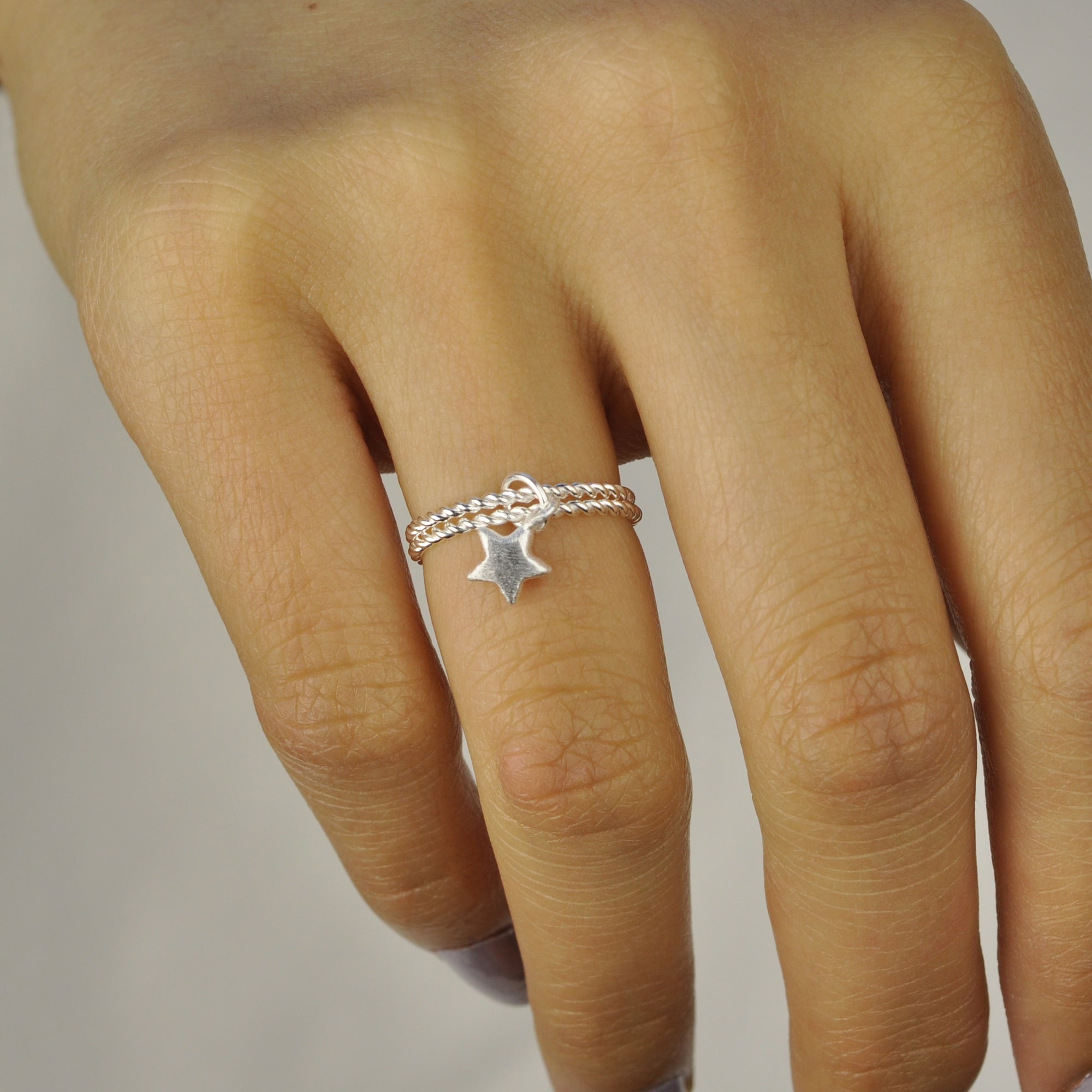 Star double stacked Dangle ring